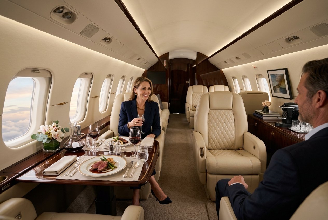 Luxury private jet interior